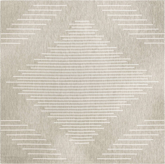 Gray 13' 1 x 13' 1 Outdoor Modern Square Area Rug Weather Resistant for Patio, Deck, Terrace, Balcony, Porch 100% Polypropylene Modern Outside Carpet for Sale at Rug Engine