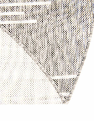 Gray 7' 10 x 7' 10 Outdoor Modern Round Area Rug Weather Resistant for Patio, Deck, Terrace, Balcony, Porch 100% Polypropylene Modern Outside Carpet for Sale at Rug Engine