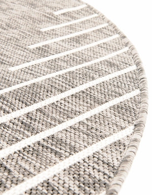 Gray 13' 1 x 13' 1 Outdoor Modern Round Area Rug Weather Resistant for Patio, Deck, Terrace, Balcony, Porch 100% Polypropylene Modern Outside Carpet for Sale at Rug Engine