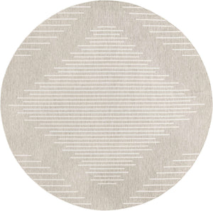Gray 13' 1 x 13' 1 Outdoor Modern Round Area Rug Weather Resistant for Patio, Deck, Terrace, Balcony, Porch 100% Polypropylene Modern Outside Carpet for Sale at Rug Engine