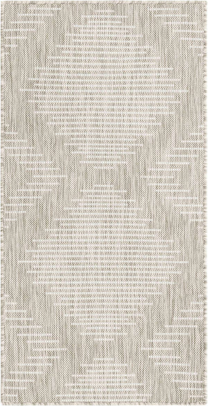 Gray 2' x 4' 1 Outdoor Modern Runner Area Rug Weather Resistant for Patio, Deck, Terrace, Balcony, Porch 100% Polypropylene Modern Outside Carpet for Sale at Rug Engine