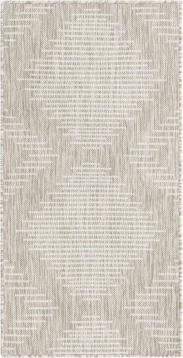 Gray 2' x 4' 1 Outdoor Modern Runner Area Rug Weather Resistant for Patio, Deck, Terrace, Balcony, Porch 100% Polypropylene Modern Outside Carpet for Sale at Rug Engine