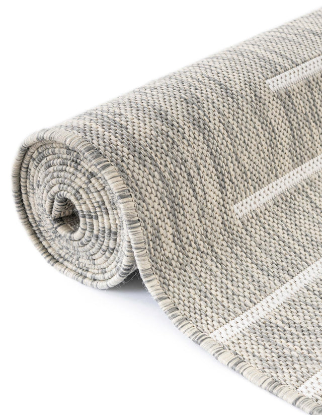 Gray 2' x 5' 3 Outdoor Modern Runner Area Rug Weather Resistant for Patio, Deck, Terrace, Balcony, Porch 100% Polypropylene Modern Outside Carpet for Sale at Rug Engine