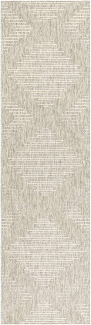 Gray 2' 7 x 12' Outdoor Modern Runner Area Rug Weather Resistant for Patio, Deck, Terrace, Balcony, Porch 100% Polypropylene Modern Outside Carpet for Sale at Rug Engine