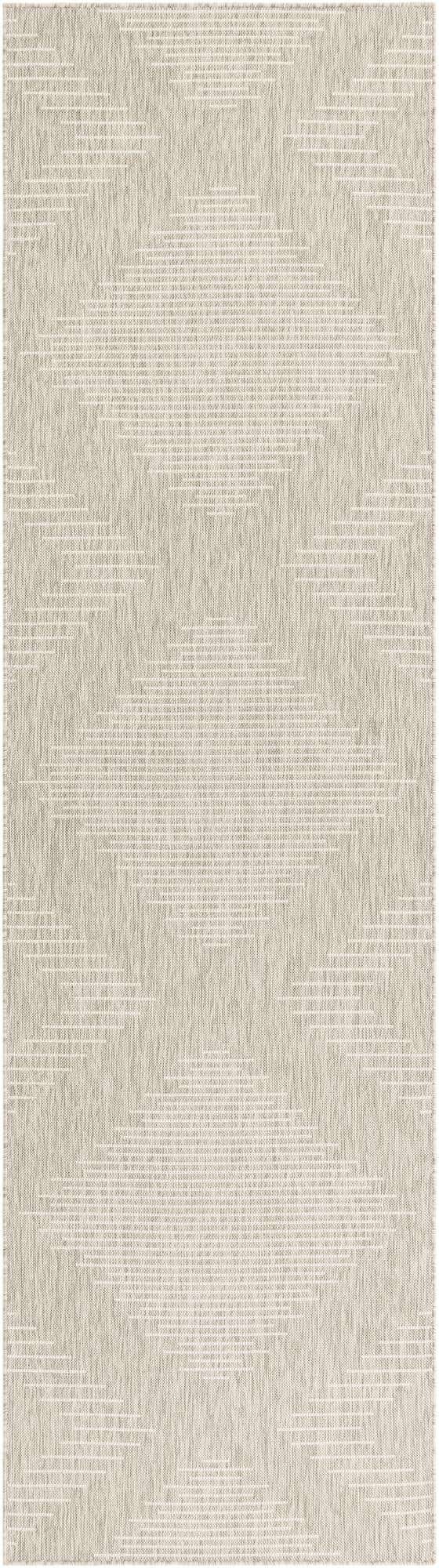 Gray 2' 7 x 12' Outdoor Modern Runner Area Rug Weather Resistant for Patio, Deck, Terrace, Balcony, Porch 100% Polypropylene Modern Outside Carpet for Sale at Rug Engine