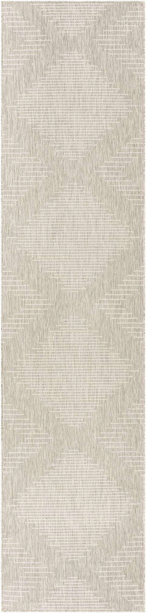 Gray 3' 3 x 14' 1 Outdoor Modern Runner Area Rug Weather Resistant for Patio, Deck, Terrace, Balcony, Porch 100% Polypropylene Modern Outside Carpet for Sale at Rug Engine