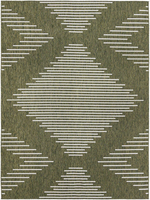 Green 10' x 13' 1 Outdoor Modern Rectangle Area Rug Weather Resistant for Patio, Deck, Terrace, Balcony, Porch 100% Polypropylene Modern Outside Carpet for Sale at Rug Engine