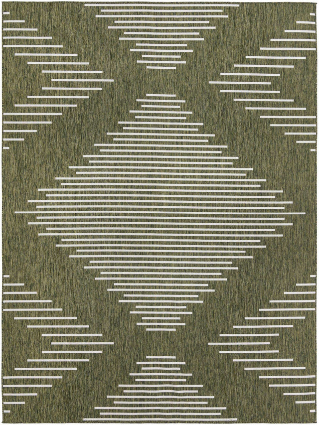 Green 10' x 13' 1 Outdoor Modern Rectangle Area Rug Weather Resistant for Patio, Deck, Terrace, Balcony, Porch 100% Polypropylene Modern Outside Carpet for Sale at Rug Engine