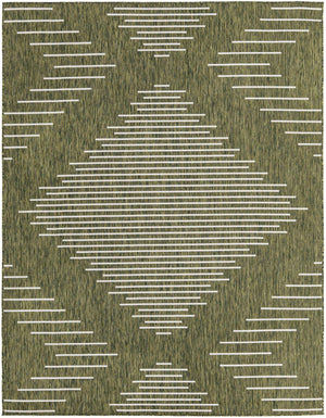 Green 7' 10 x 10' Outdoor Modern Rectangle Area Rug Weather Resistant for Patio, Deck, Terrace, Balcony, Porch 100% Polypropylene Modern Outside Carpet for Sale at Rug Engine