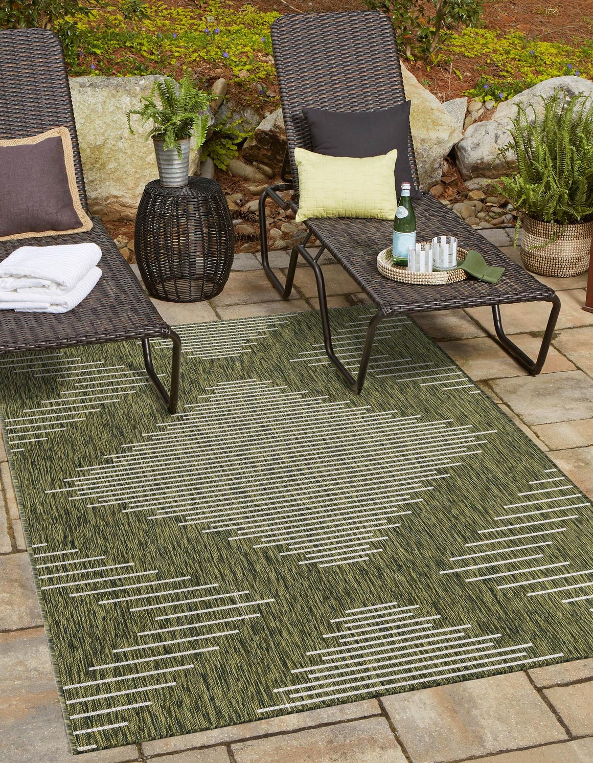 Green 10' x 13' 1 Outdoor Modern Rectangle Area Rug Weather Resistant for Patio, Deck, Terrace, Balcony, Porch 100% Polypropylene Modern Outside Carpet for Sale at Rug Engine