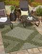 Green 2' x 3' 1 Outdoor Modern Rectangle Area Rug Weather Resistant for Patio, Deck, Terrace, Balcony, Porch