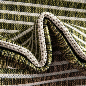 Green 2' x 3' 1 Outdoor Modern Rectangle Area Rug Weather Resistant for Patio, Deck, Terrace, Balcony, Porch