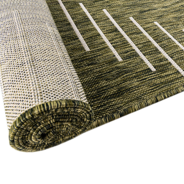 Green 6' 1 x 9' Outdoor Modern Rectangle Area Rug Weather Resistant for Patio, Deck, Terrace, Balcony, Porch 100% Polypropylene Modern Outside Carpet for Sale at Rug Engine