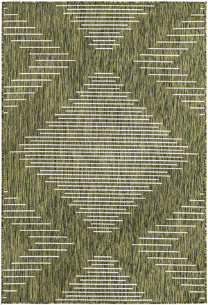Green 4' 1 x 6' 1 Outdoor Modern Rectangle Area Rug Weather Resistant for Patio, Deck, Terrace, Balcony, Porch 100% Polypropylene Modern Outside Carpet for Sale at Rug Engine