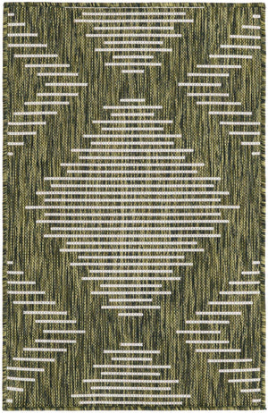 Green 2' x 3' 1 Outdoor Modern Rectangle Area Rug Weather Resistant for Patio, Deck, Terrace, Balcony, Porch