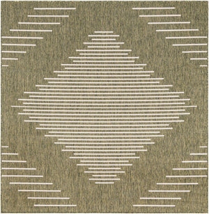 Green 7' 1 x 7' 1 Outdoor Modern Square Area Rug Weather Resistant for Patio, Deck, Terrace, Balcony, Porch 100% Polypropylene Modern Outside Carpet for Sale at Rug Engine
