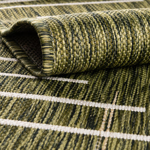 Green 5' 3 x 5' 3 Outdoor Modern Square Area Rug Weather Resistant for Patio, Deck, Terrace, Balcony, Porch 100% Polypropylene Modern Outside Carpet for Sale at Rug Engine