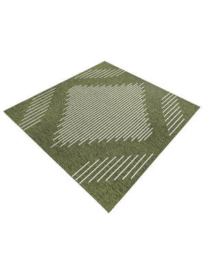 Green 13' 1 x 13' 1 Outdoor Modern Square Area Rug Weather Resistant for Patio, Deck, Terrace, Balcony, Porch 100% Polypropylene Modern Outside Carpet for Sale at Rug Engine