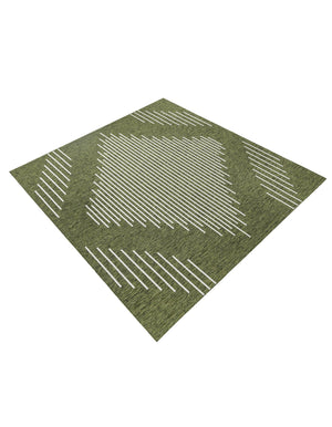 Green 13' 1 x 13' 1 Outdoor Modern Square Area Rug Weather Resistant for Patio, Deck, Terrace, Balcony, Porch 100% Polypropylene Modern Outside Carpet for Sale at Rug Engine