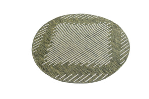 Green 3' 1 x 3' 1 Outdoor Modern Round Area Rug Weather Resistant for Patio, Deck, Terrace, Balcony, Porch 100% Polypropylene Modern Outside Carpet for Sale at Rug Engine