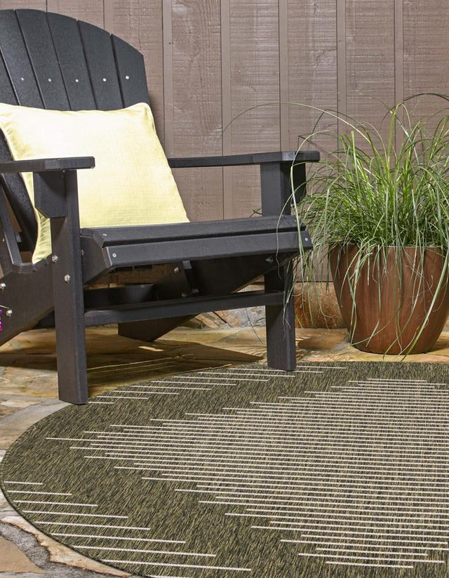 Green 13' 1 x 13' 1 Outdoor Modern Round Area Rug Weather Resistant for Patio, Deck, Terrace, Balcony, Porch 100% Polypropylene Modern Outside Carpet for Sale at Rug Engine