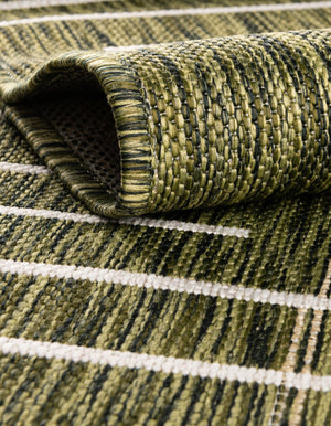 Green 3' 1 x 3' 1 Outdoor Modern Round Area Rug Weather Resistant for Patio, Deck, Terrace, Balcony, Porch 100% Polypropylene Modern Outside Carpet for Sale at Rug Engine