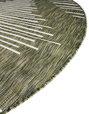 Green 4' 1 x 4' 1 Outdoor Modern Round Area Rug Weather Resistant for Patio, Deck, Terrace, Balcony, Porch 100% Polypropylene Modern Outside Carpet for Sale at Rug Engine