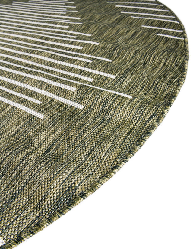 Green 6' 1 x 6' 1 Outdoor Modern Round Area Rug Weather Resistant for Patio, Deck, Terrace, Balcony, Porch 100% Polypropylene Modern Outside Carpet for Sale at Rug Engine