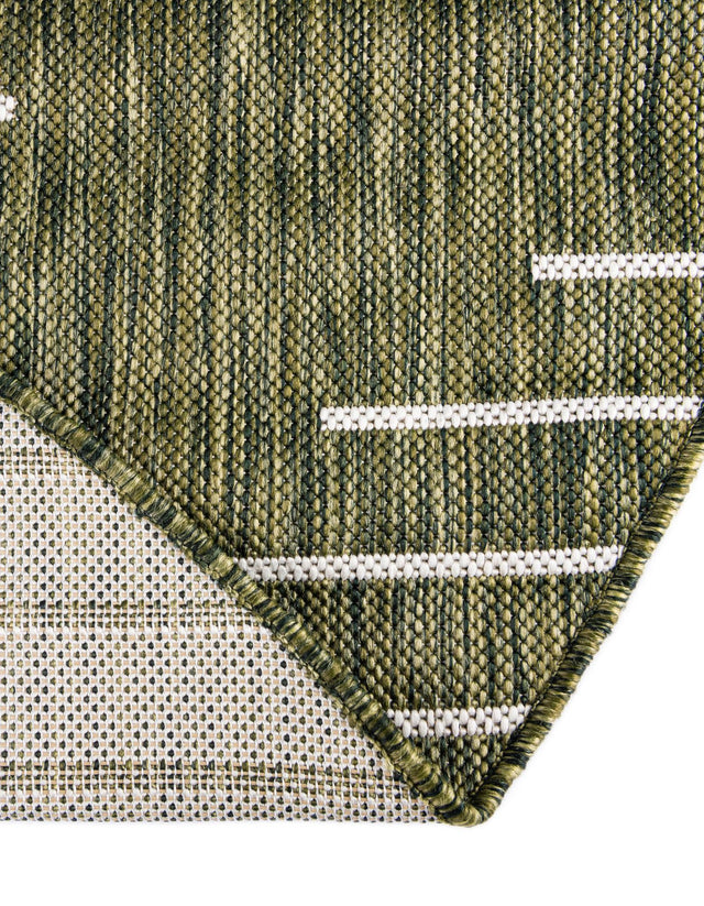 Green 13' 1 x 13' 1 Outdoor Modern Round Area Rug Weather Resistant for Patio, Deck, Terrace, Balcony, Porch 100% Polypropylene Modern Outside Carpet for Sale at Rug Engine
