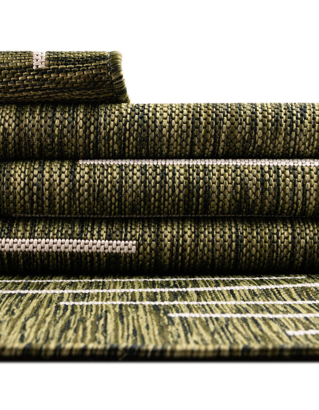 Green 4' 1 x 4' 1 Outdoor Modern Round Area Rug Weather Resistant for Patio, Deck, Terrace, Balcony, Porch 100% Polypropylene Modern Outside Carpet for Sale at Rug Engine