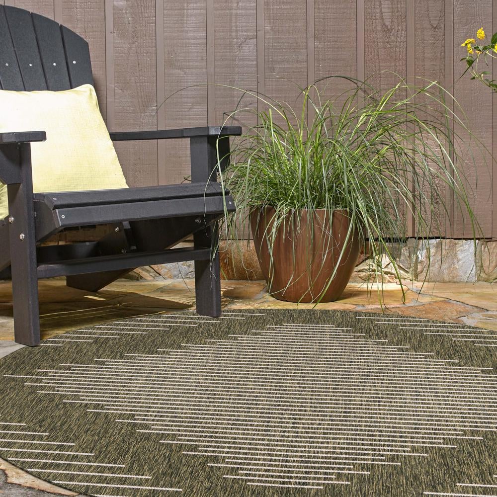 Green 3' 1 x 3' 1 Outdoor Modern Round Area Rug Weather Resistant for Patio, Deck, Terrace, Balcony, Porch 100% Polypropylene Modern Outside Carpet for Sale at Rug Engine