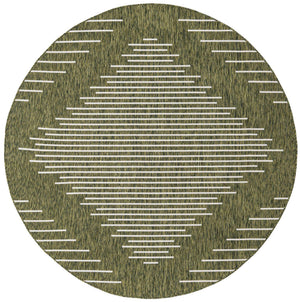 Green 7' 10 x 7' 10 Outdoor Modern Round Area Rug Weather Resistant for Patio, Deck, Terrace, Balcony, Porch 100% Polypropylene Modern Outside Carpet for Sale at Rug Engine
