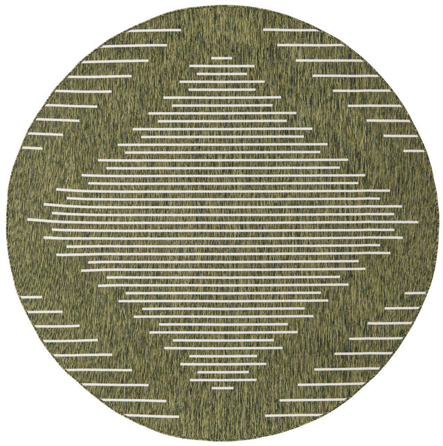 Green 7' 10 x 7' 10 Outdoor Modern Round Area Rug Weather Resistant for Patio, Deck, Terrace, Balcony, Porch 100% Polypropylene Modern Outside Carpet for Sale at Rug Engine