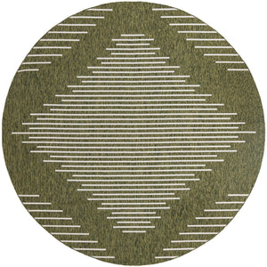 Green 13' 1 x 13' 1 Outdoor Modern Round Area Rug Weather Resistant for Patio, Deck, Terrace, Balcony, Porch 100% Polypropylene Modern Outside Carpet for Sale at Rug Engine