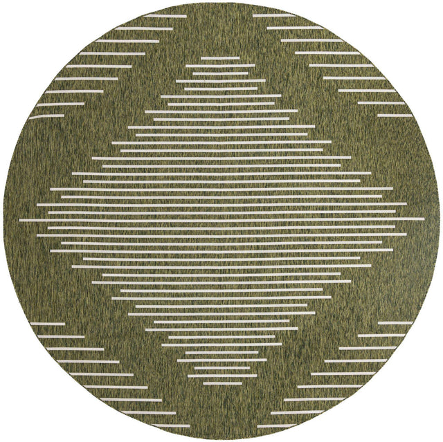 Green 13' 1 x 13' 1 Outdoor Modern Round Area Rug Weather Resistant for Patio, Deck, Terrace, Balcony, Porch 100% Polypropylene Modern Outside Carpet for Sale at Rug Engine