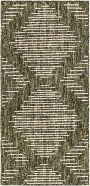 Green 2' x 4' 1 Outdoor Modern Runner Area Rug Weather Resistant for Patio, Deck, Terrace, Balcony, Porch 100% Polypropylene Modern Outside Carpet for Sale at Rug Engine