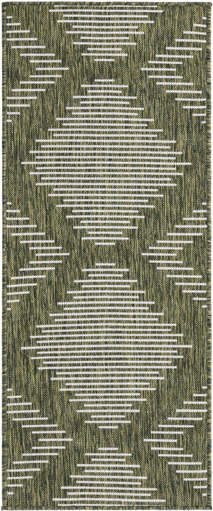 Green 2' x 5' 3 Outdoor Modern Runner Rug