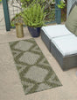 Green 2' x 6' 1 Outdoor Modern Runner Area Rug Weather Resistant for Patio, Deck, Terrace, Balcony, Porch 100% Polypropylene Modern Outside Carpet for Sale at Rug Engine
