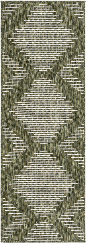 Green 2' x 6' 1 Outdoor Modern Runner Rug