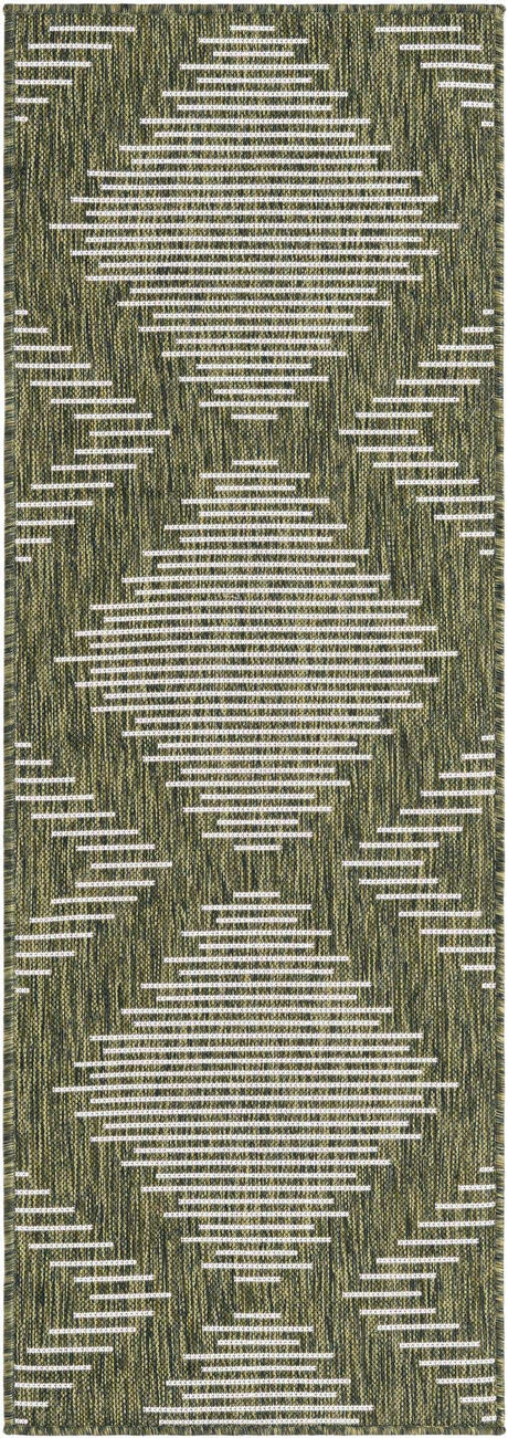 Green 2' x 6' 1 Outdoor Modern Runner Rug