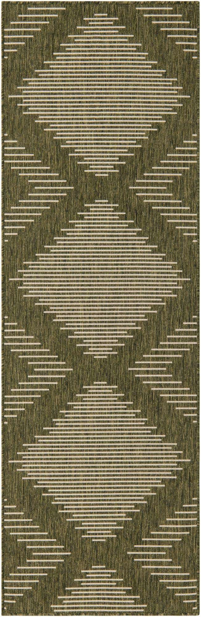 Green 2' x 8' Outdoor Modern Runner Area Rug Weather Resistant for Patio, Deck, Terrace, Balcony, Porch 100% Polypropylene Modern Outside Carpet for Sale at Rug Engine