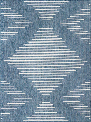 Blue 10' x 13' 1 Outdoor Modern Rectangle Area Rug Weather Resistant for Patio, Deck, Terrace, Balcony, Porch 100% Polypropylene Modern Outside Carpet for Sale at Rug Engine