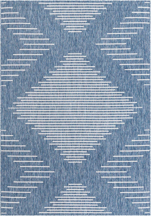 Blue 7' 1 x 10' Outdoor Modern Rectangle Area Rug Weather Resistant for Patio, Deck, Terrace, Balcony, Porch 100% Polypropylene Modern Outside Carpet for Sale at Rug Engine
