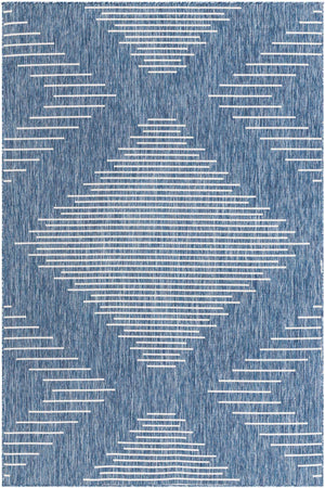 Blue 6' 1 x 9' Outdoor Modern Rectangle Area Rug Weather Resistant for Patio, Deck, Terrace, Balcony, Porch 100% Polypropylene Modern Outside Carpet for Sale at Rug Engine