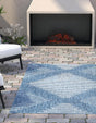 Blue 9' x 12' Outdoor Modern Rectangle Rug