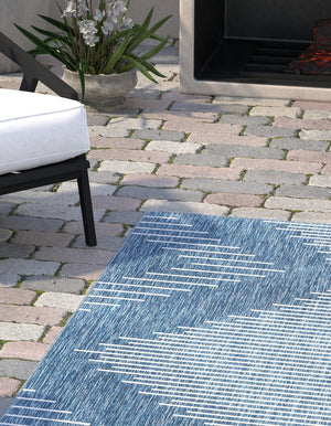 Blue 9' x 12' Outdoor Modern Rectangle Rug