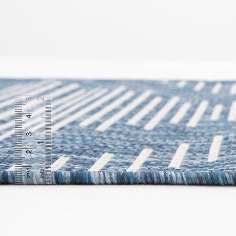 Blue 9' x 12' Outdoor Modern Rectangle Area Rug Weather Resistant for Patio, Deck, Terrace, Balcony, Porch 100% Polypropylene Modern Outside Carpet for Sale at Rug Engine