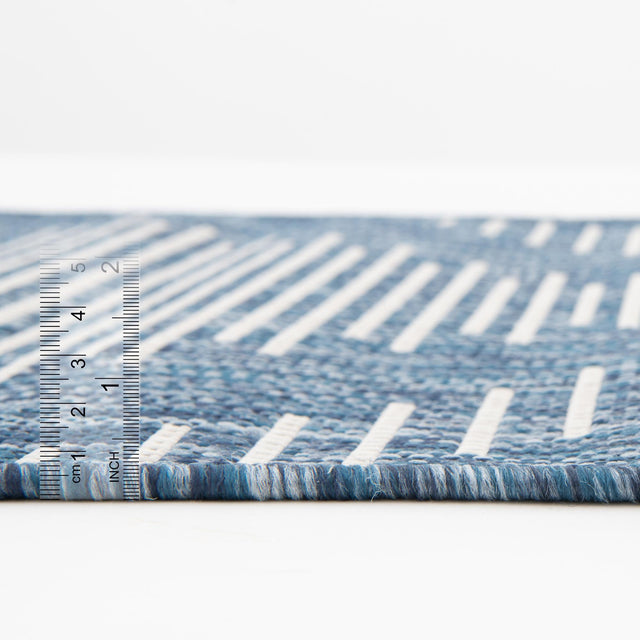 Blue 7' 10 x 10' Outdoor Modern Rectangle Area Rug Weather Resistant for Patio, Deck, Terrace, Balcony, Porch 100% Polypropylene Modern Outside Carpet for Sale at Rug Engine
