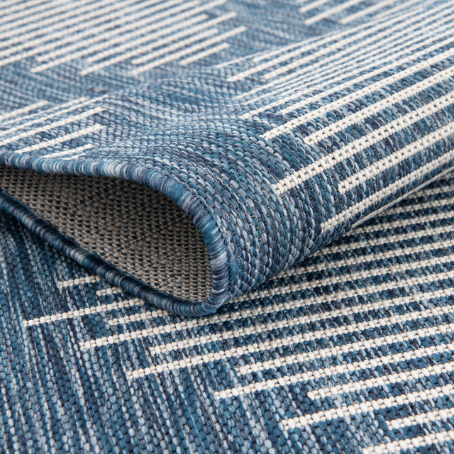 Blue 9' x 12' Outdoor Modern Rectangle Rug