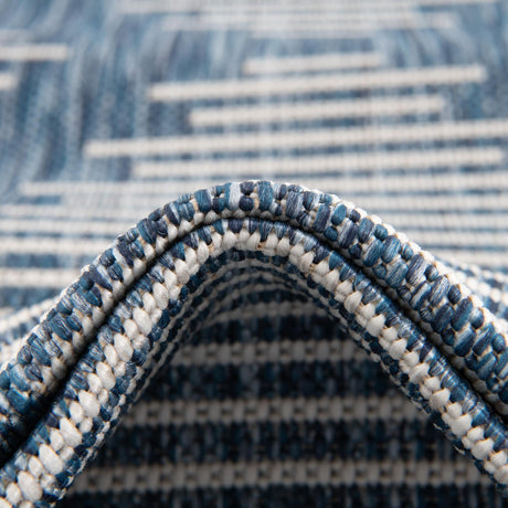 Blue 9' x 12' Outdoor Modern Rectangle Area Rug Weather Resistant for Patio, Deck, Terrace, Balcony, Porch 100% Polypropylene Modern Outside Carpet for Sale at Rug Engine